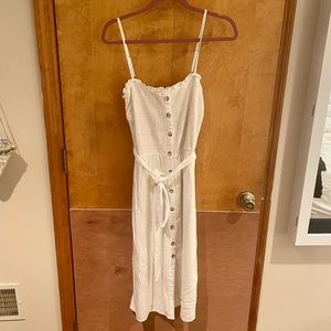 Abercrombie & Fitch white linen midi dress